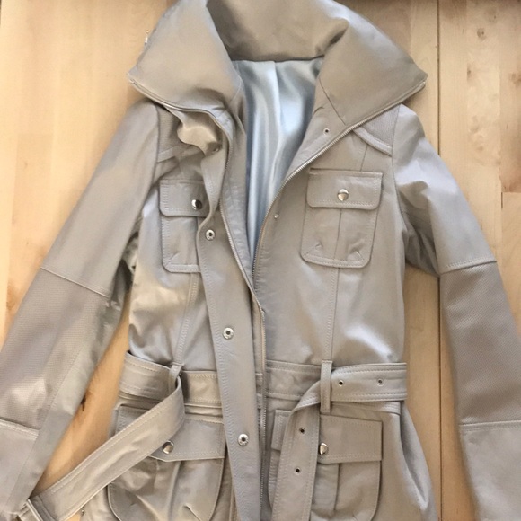 Taupe real leather jacket - Picture 2 of 10